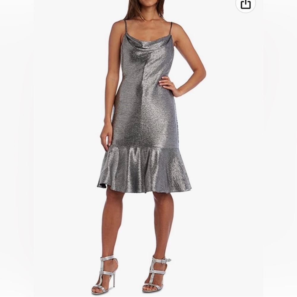 Nightway Silver Sparkle Metallic Dress